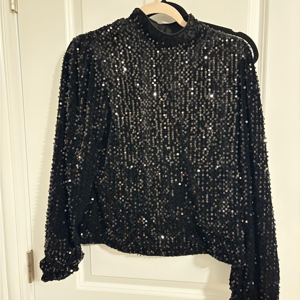 Sanctuary Black Sequin Blouse